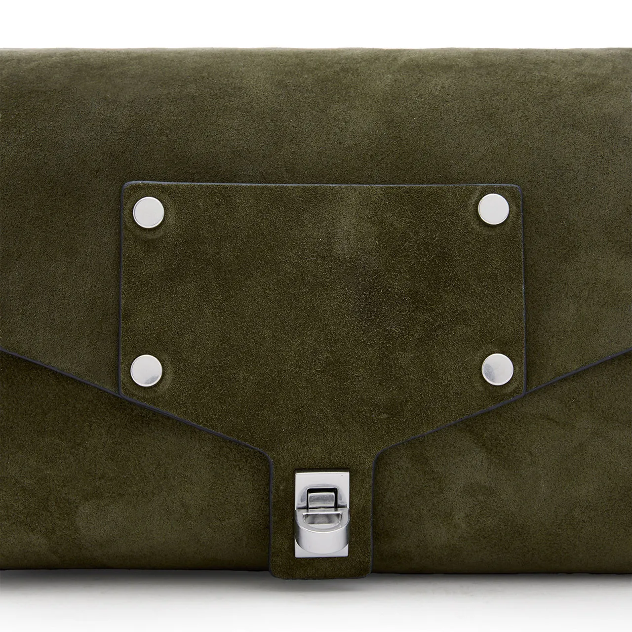 ALLSAINTS Miro Turn-Lock Suede Satchel - Olive Green