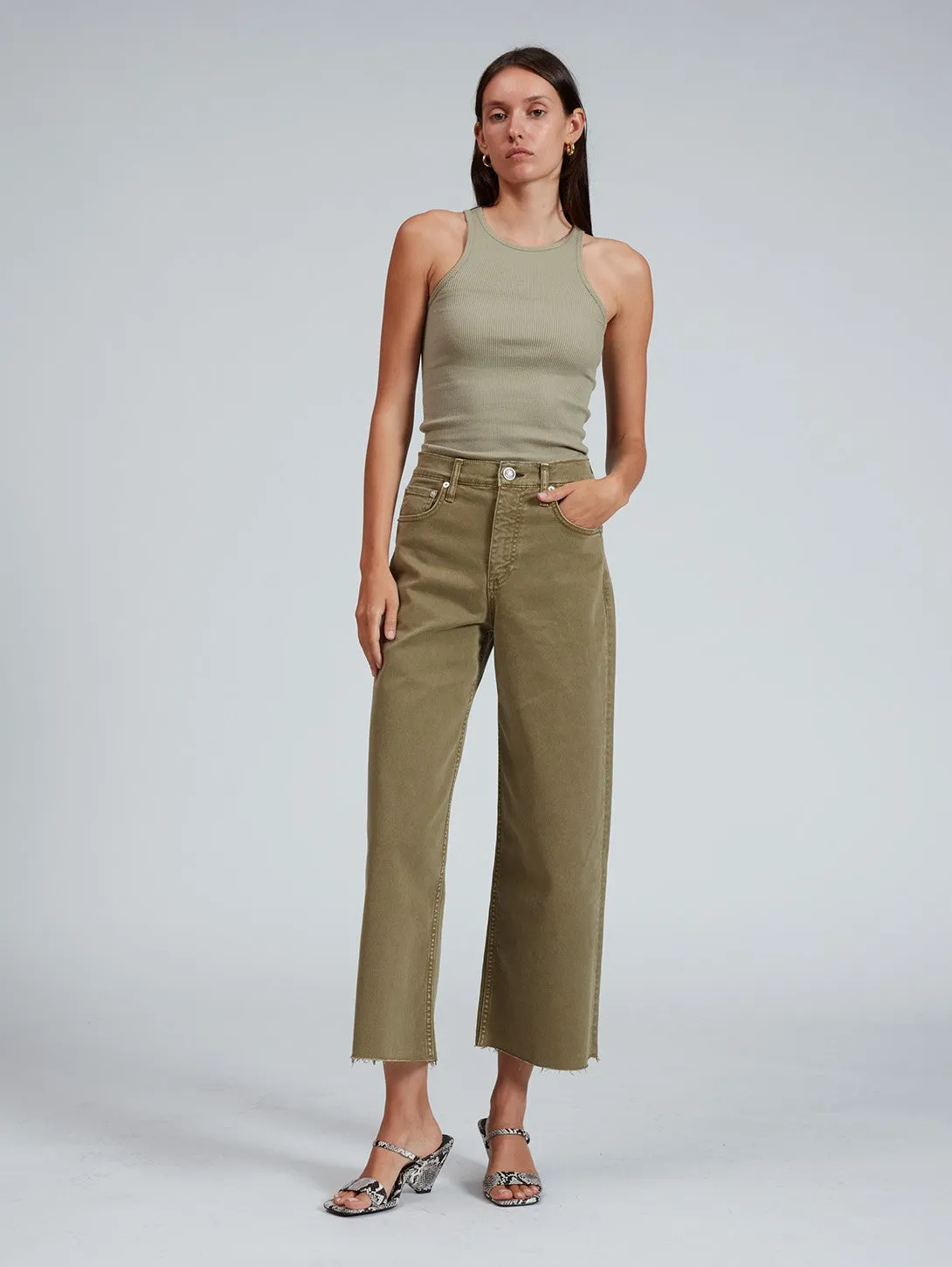 Andi High Rise Wide Leg Crop Jean - Sage