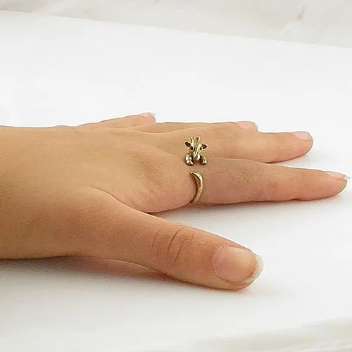 Animal Wrap Ring - Giraffe - Yellow Bronze - Adjustable Ring - keja jewelry