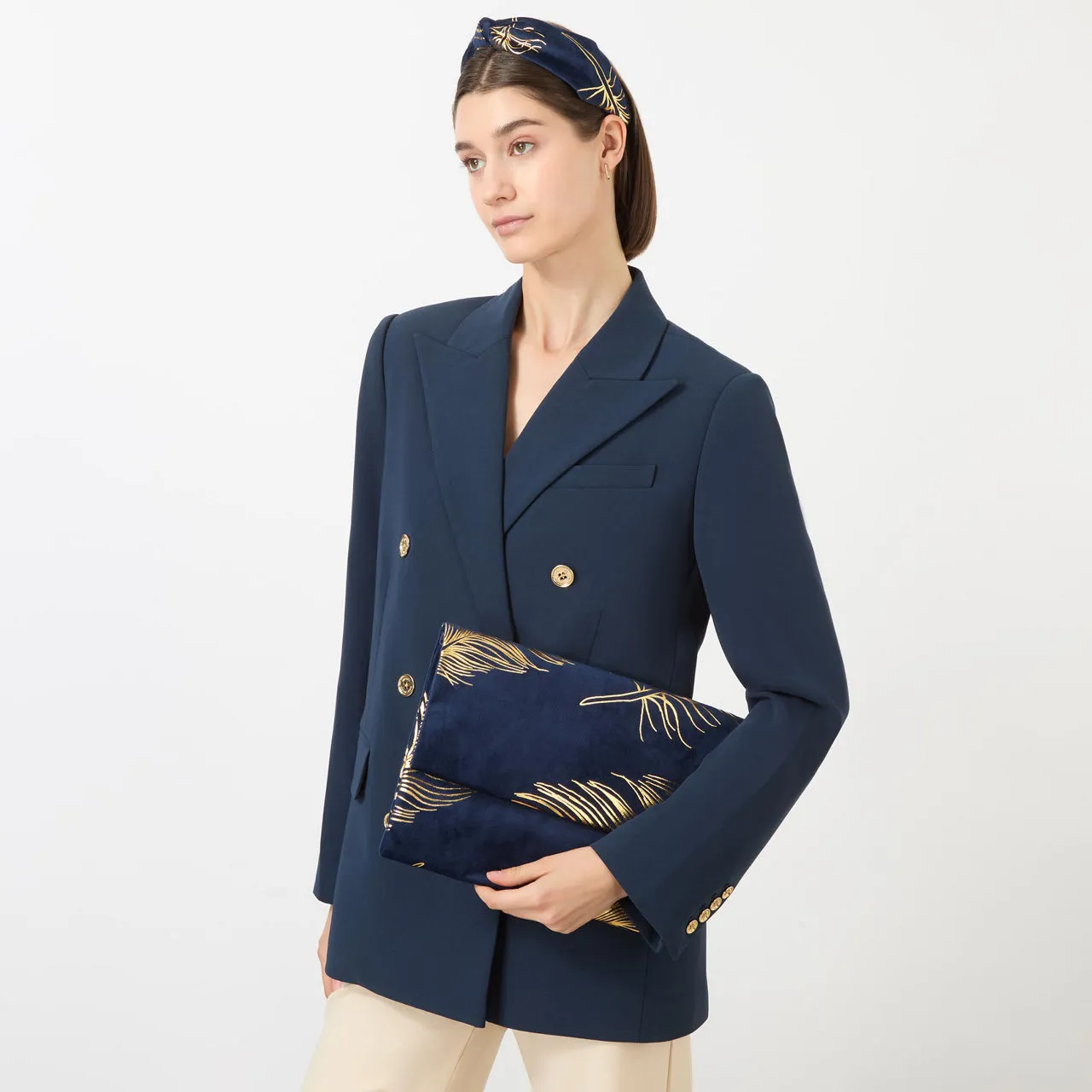 AOIFE MULLANE Printed Flap Clutch - Navy