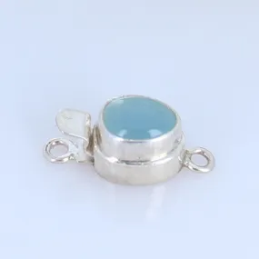 Aqua Chalcedony Clasp Freeform Classic Design 7mm Sterling