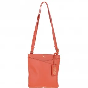 Ashwood Curve  Zip Top Leather Cross Body Bag Burnt Orange: 64640/curve