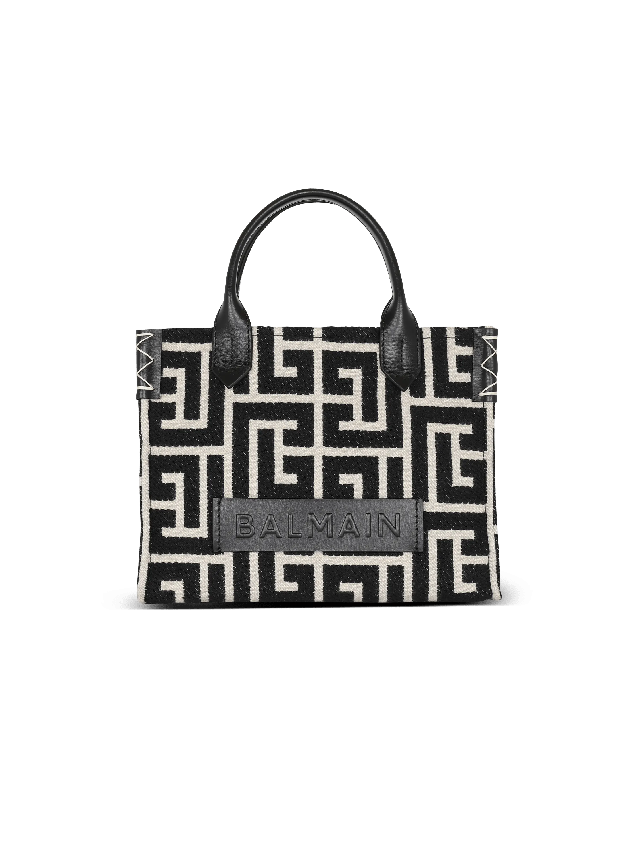 B-Army monogrammed jacquard and leather tote bag