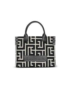 B-Army monogrammed jacquard and leather tote bag