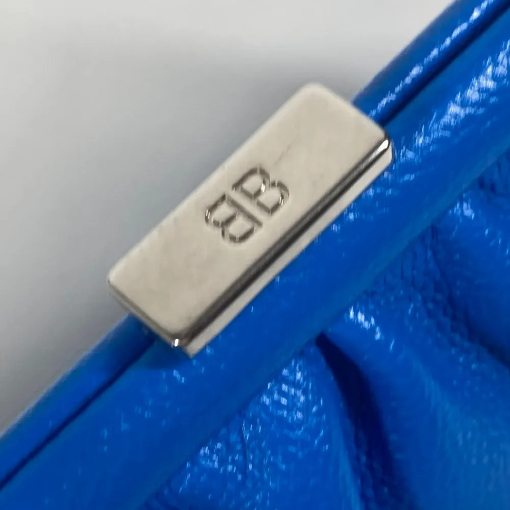 BALENCIAGA Clutch bag 618895 leather blue Cloud XS logo Cloud Women