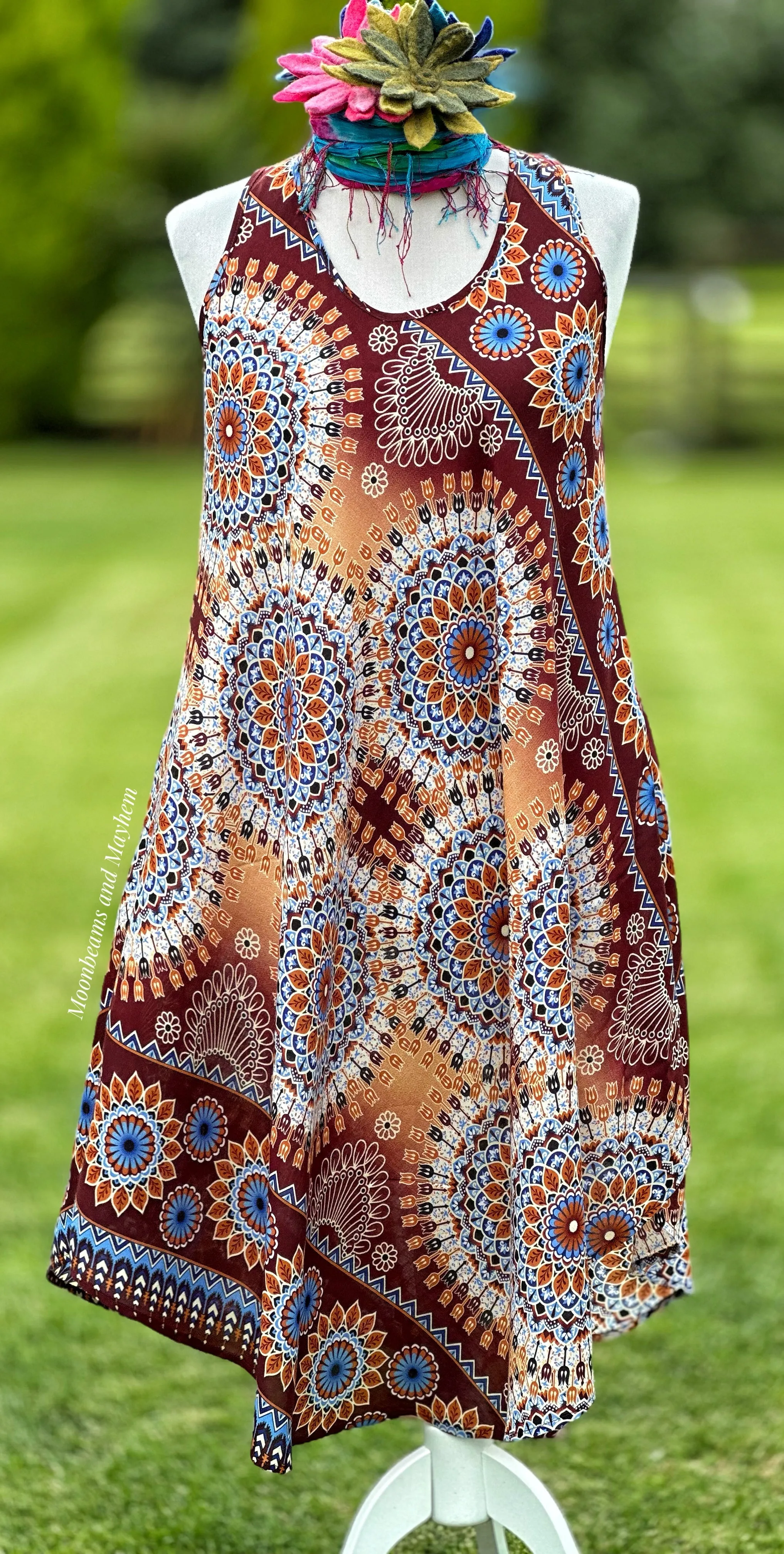 BEAUTIFUL EARTHY MANDALA TUNIC / DRESS SIZE M -XL (B7)