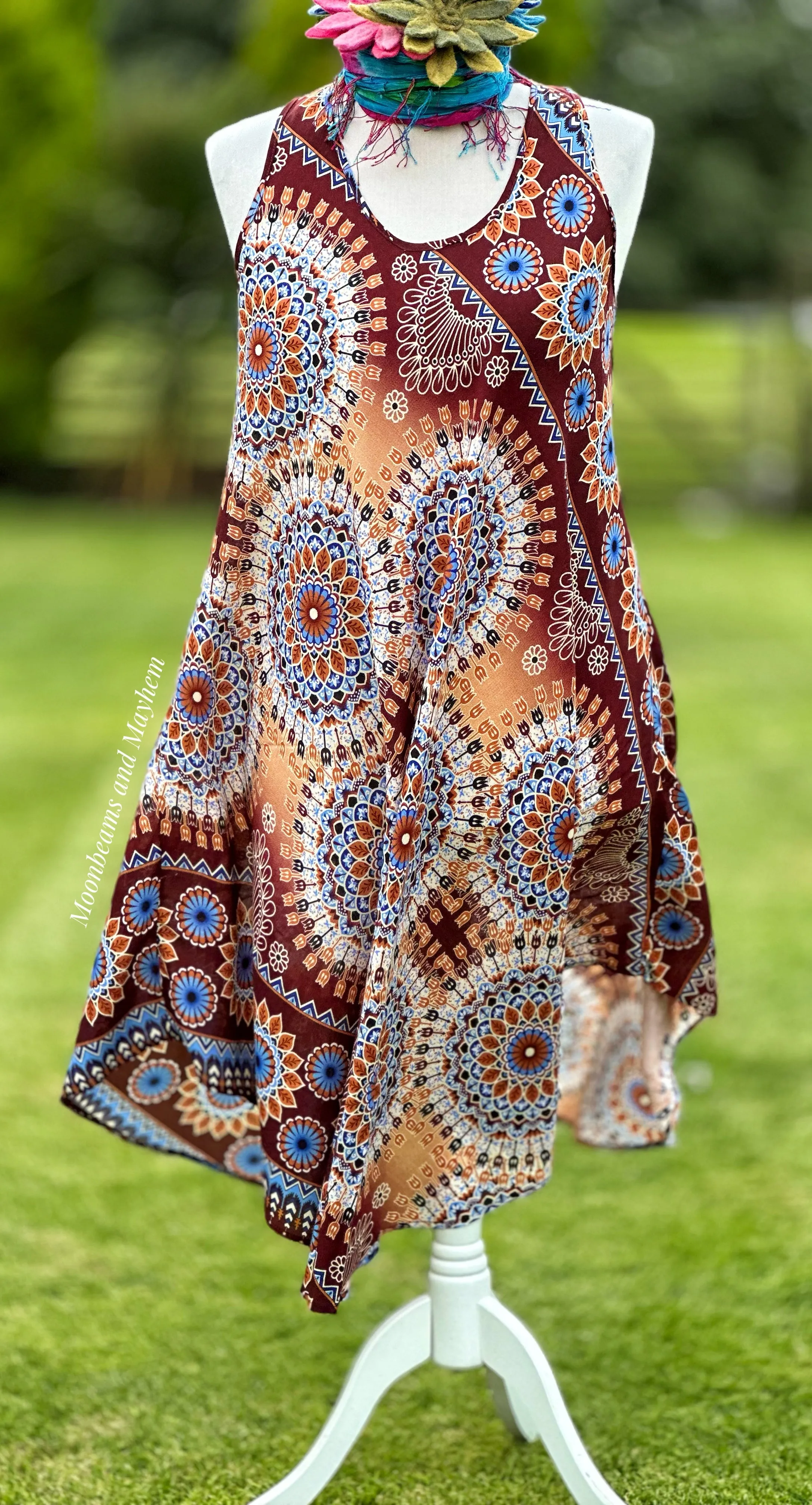 BEAUTIFUL EARTHY MANDALA TUNIC / DRESS SIZE M -XL (B7)