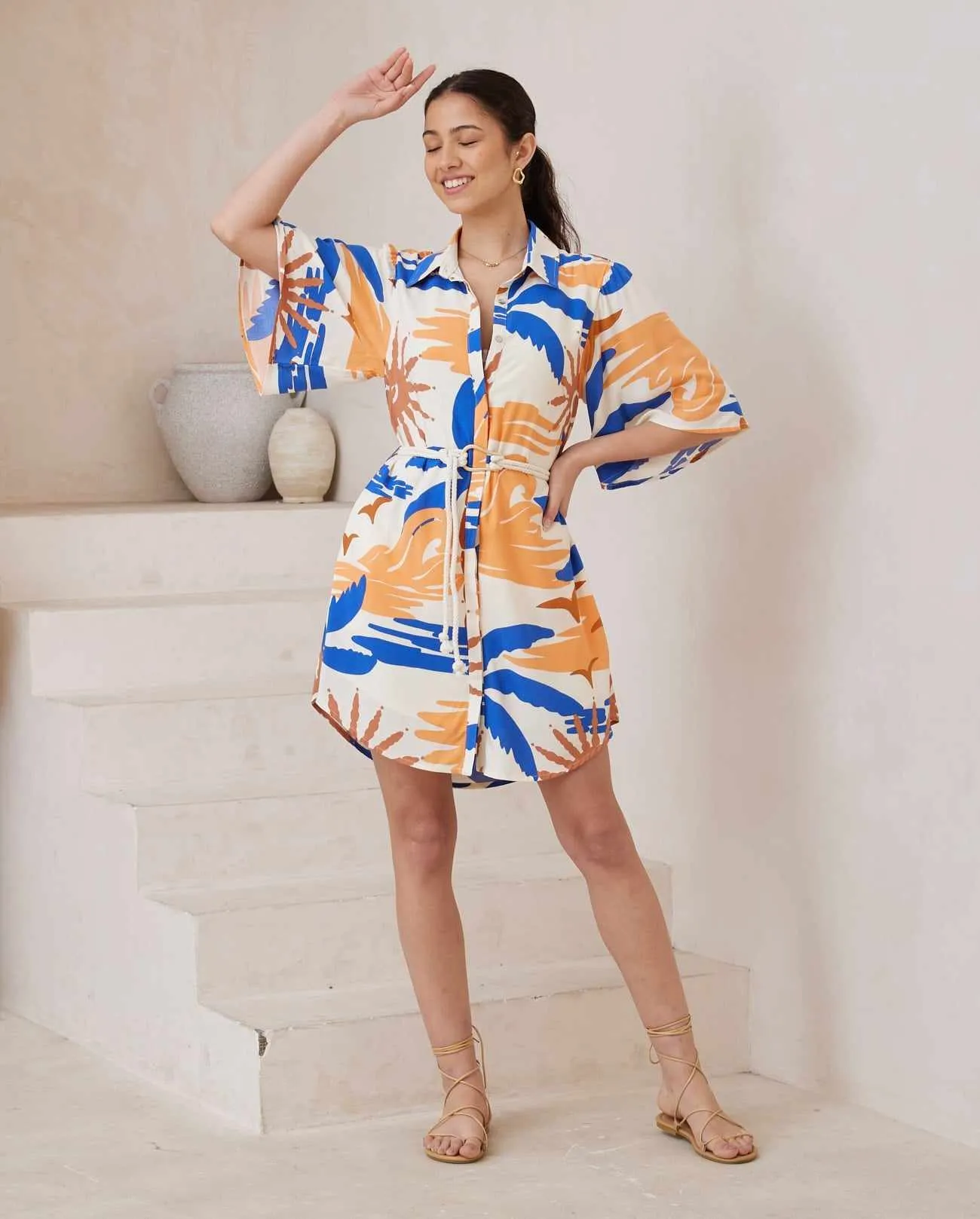 Bianca Shirt Dress - Cosmic Sunset