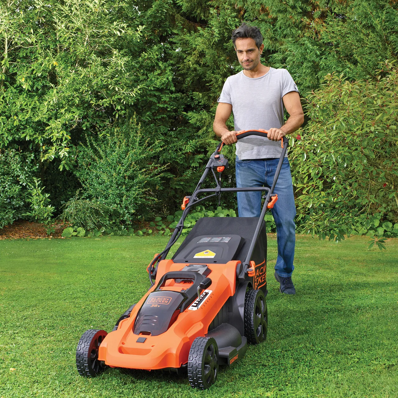 Black and Decker Black + Decker CLMA4820L2-GB 36V Cordless Autosense Lawnmower (2 x 2AH Batteries)