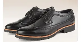 Black Vintage Leather Lace Up Mens Classy Oxfords Dress Shoes