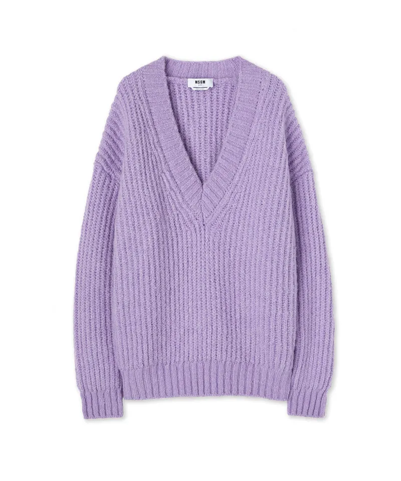 Blended wool v-neck sweater Warm Winter Lilac