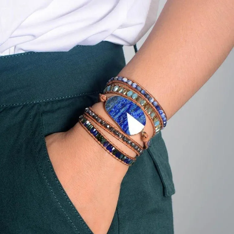 Blue Ocean Lapis Lazuli Wrap Bracelet