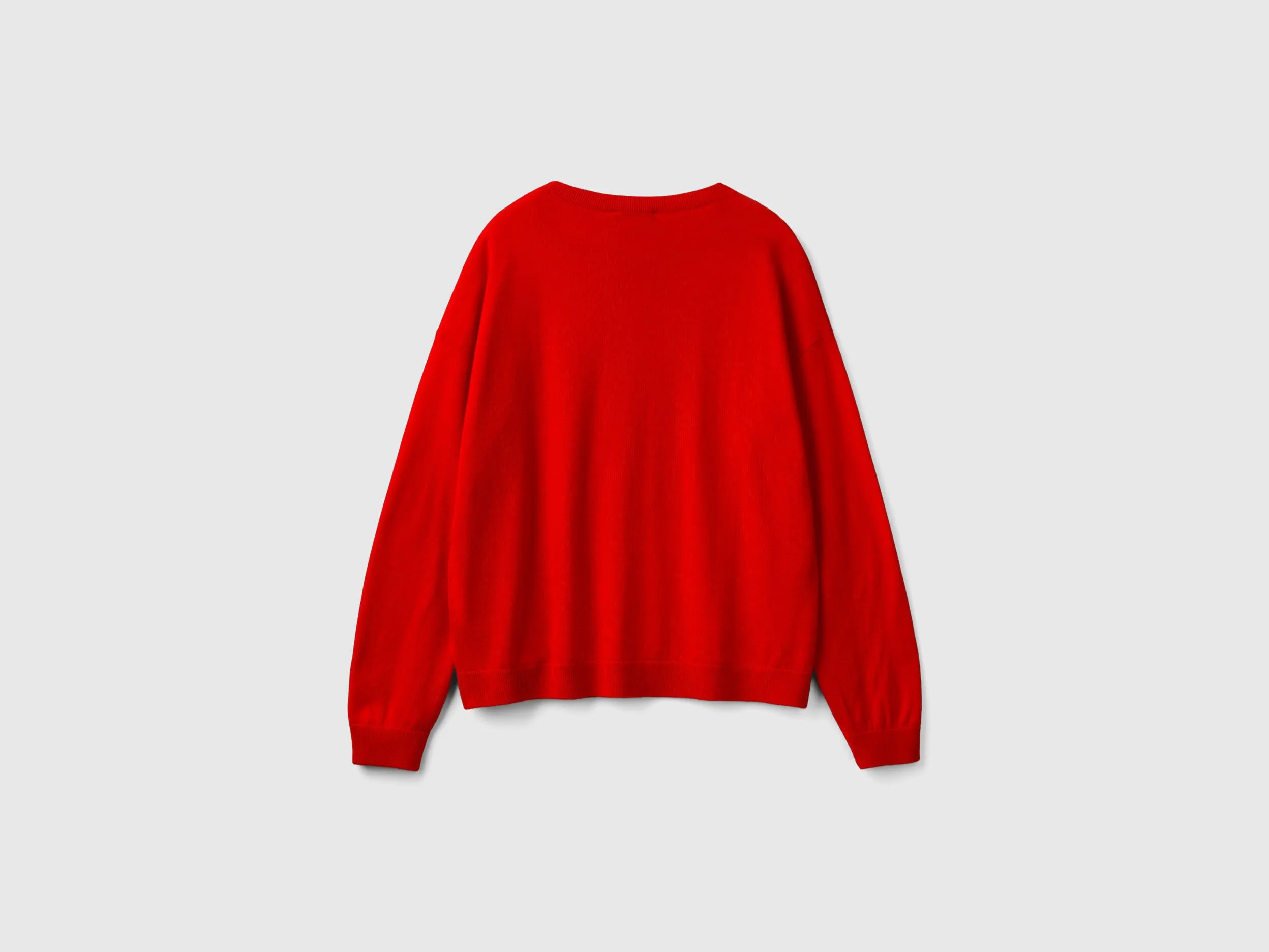 Boat neck sweater in pure Merino wool - Red | Benetton