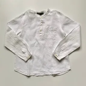 Bonpoint Collarless White Linen Shirt: 10 Years