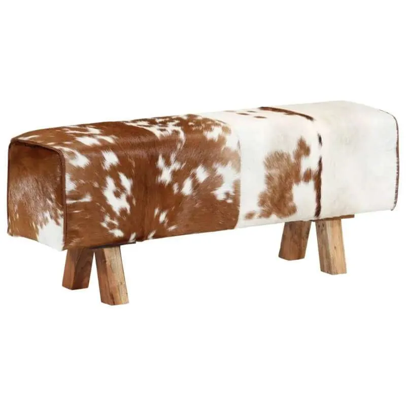 Brown Bench Real Goat Leather 110cm