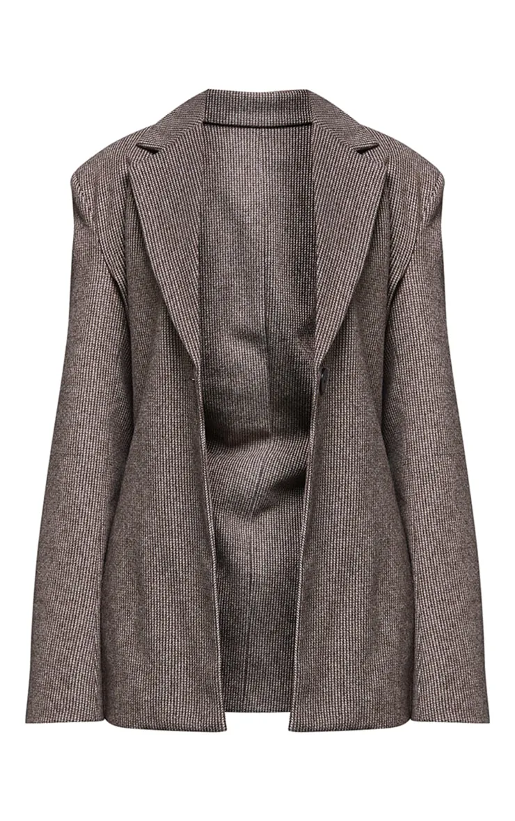 Brown Soft Touch Wool Look Blazer | Outerwear