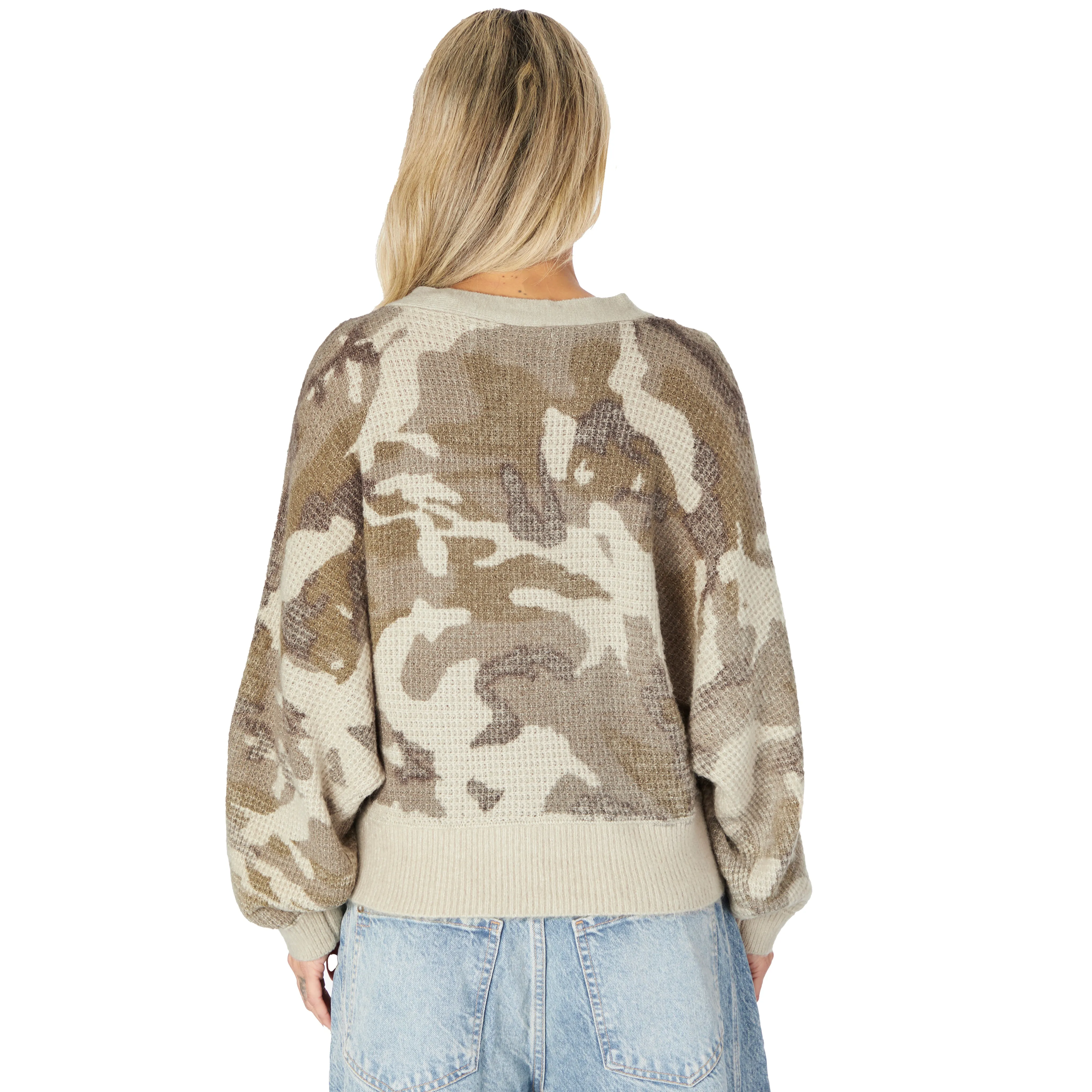 Camo Zip Cardigan Sweater