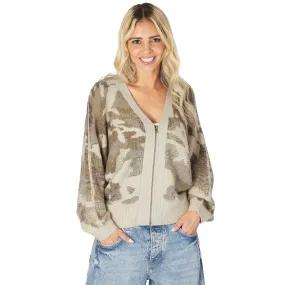 Camo Zip Cardigan Sweater