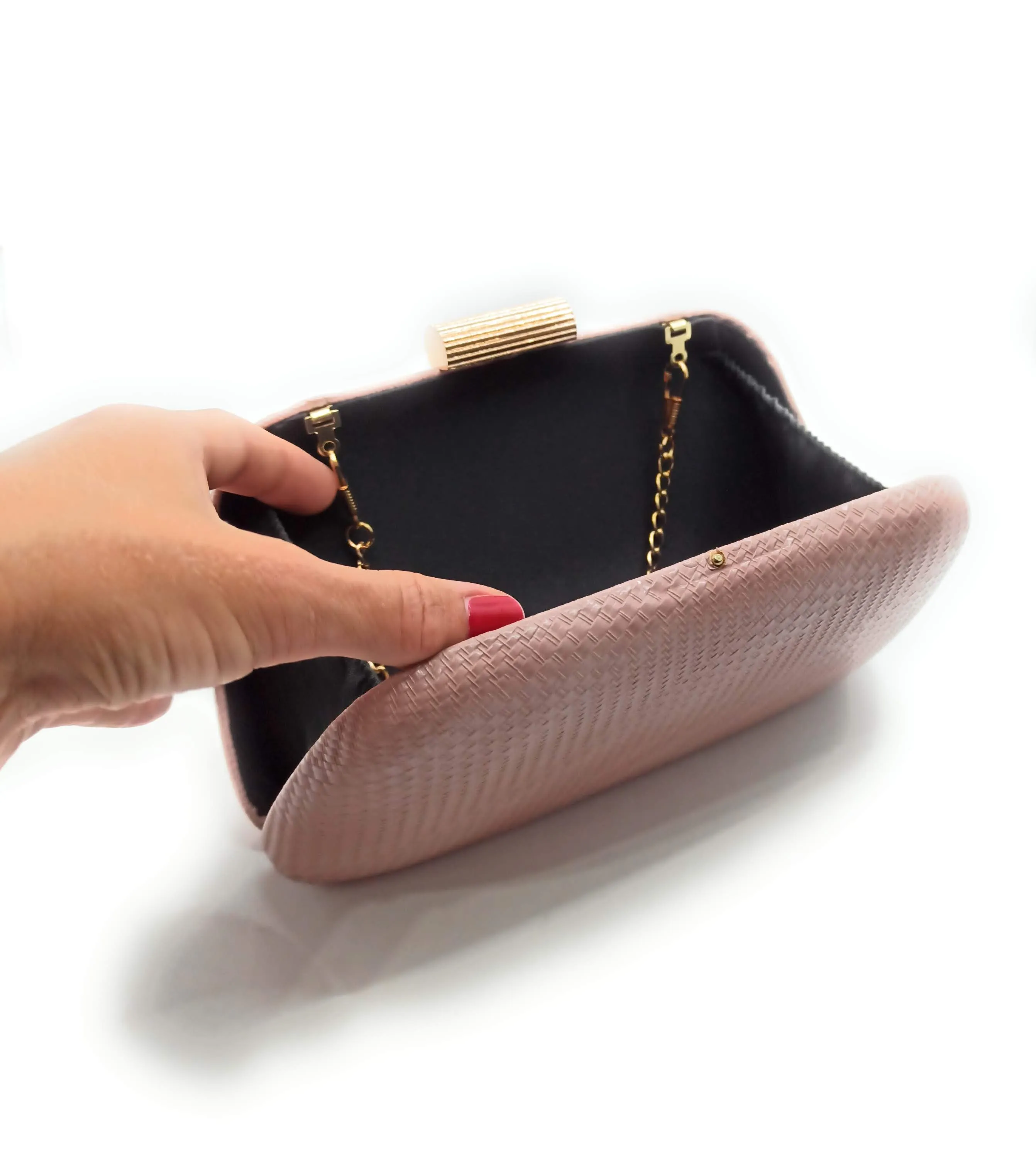 Cartera De Mano Bolso Fiesta · Trenzado Nude