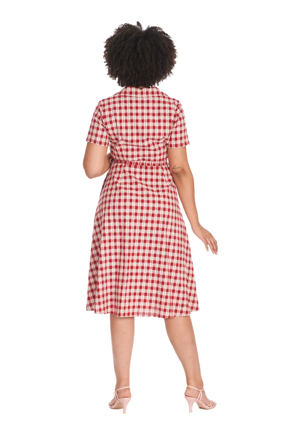 CHERRY CHECK  DRESS