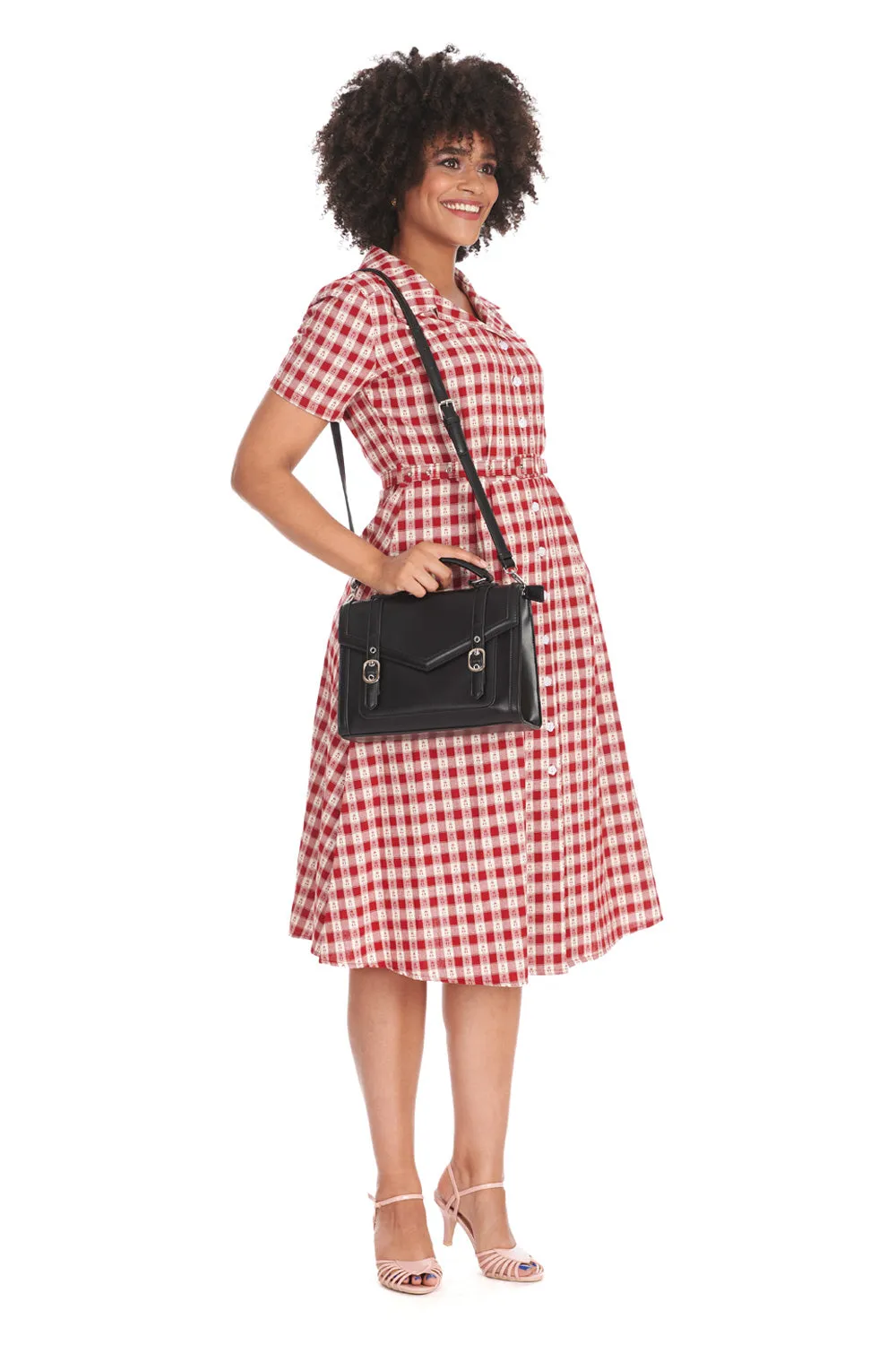 CHERRY CHECK  DRESS