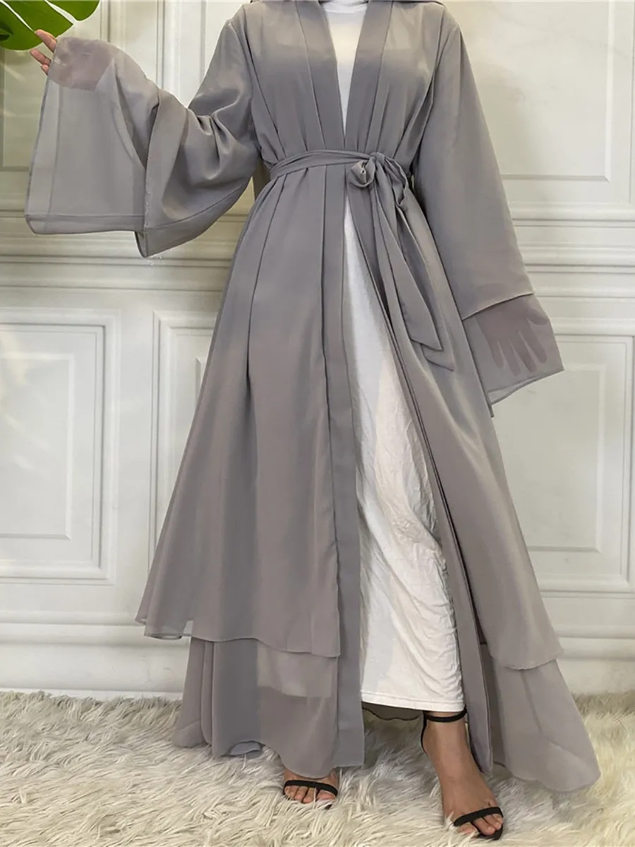 Chiffon Open Abaya Muslim For Women Kimono Modest Robe