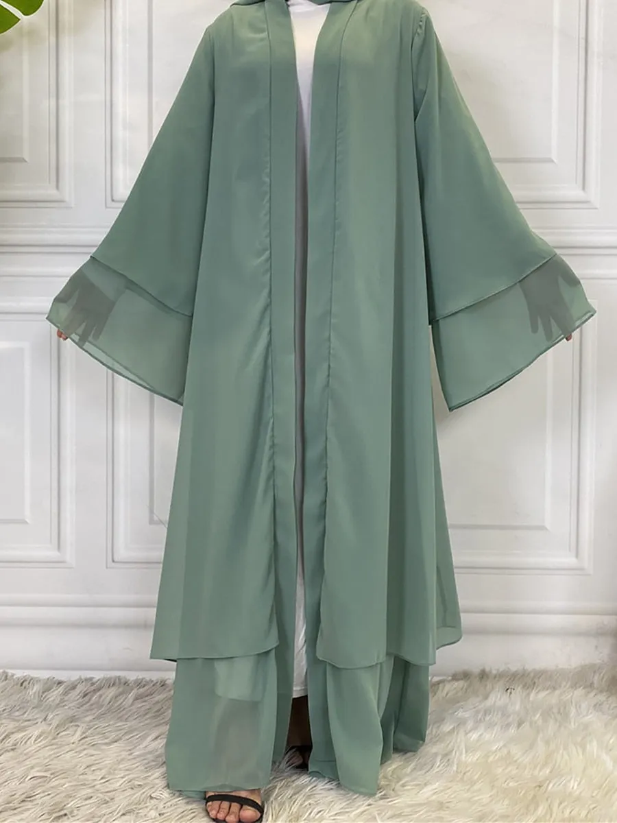 Chiffon Open Abaya Muslim For Women Kimono Modest Robe