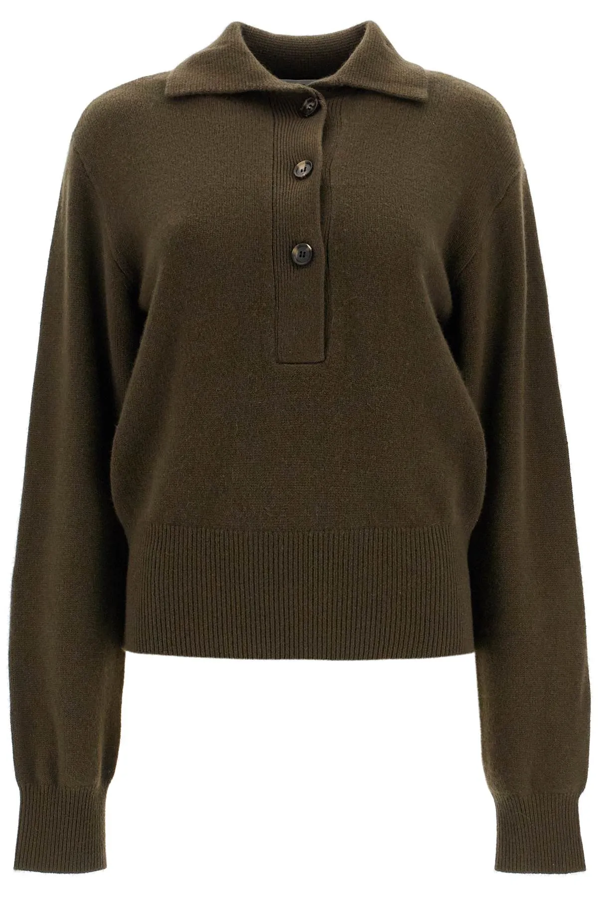 Christopher Esber Cashmere Polo Style Pullover Sweater   Green