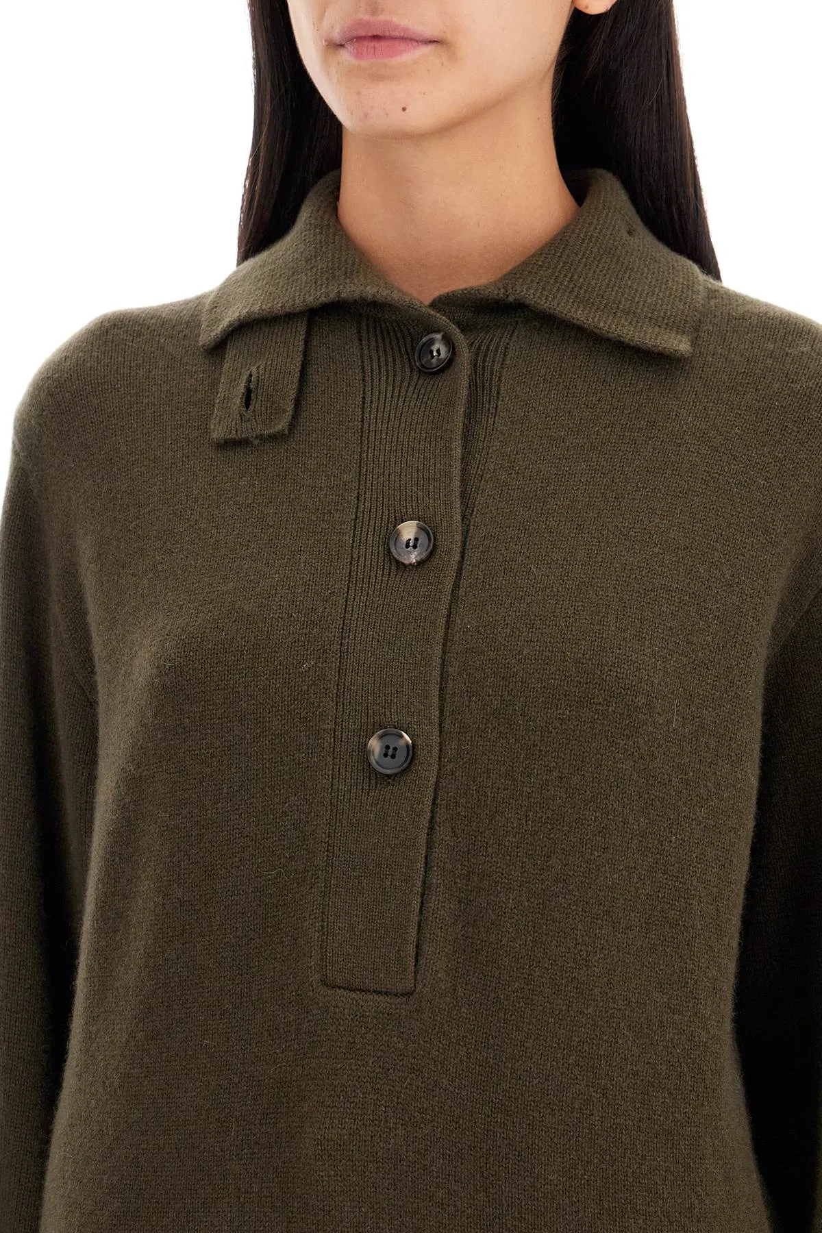 Christopher Esber Cashmere Polo Style Pullover Sweater   Green