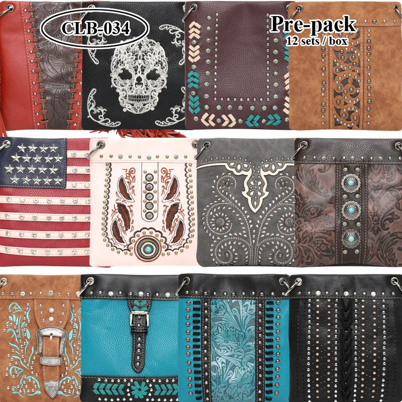 CLB-034 American Bling Crossbody Bag Pre-Pack 12Pcs/Box