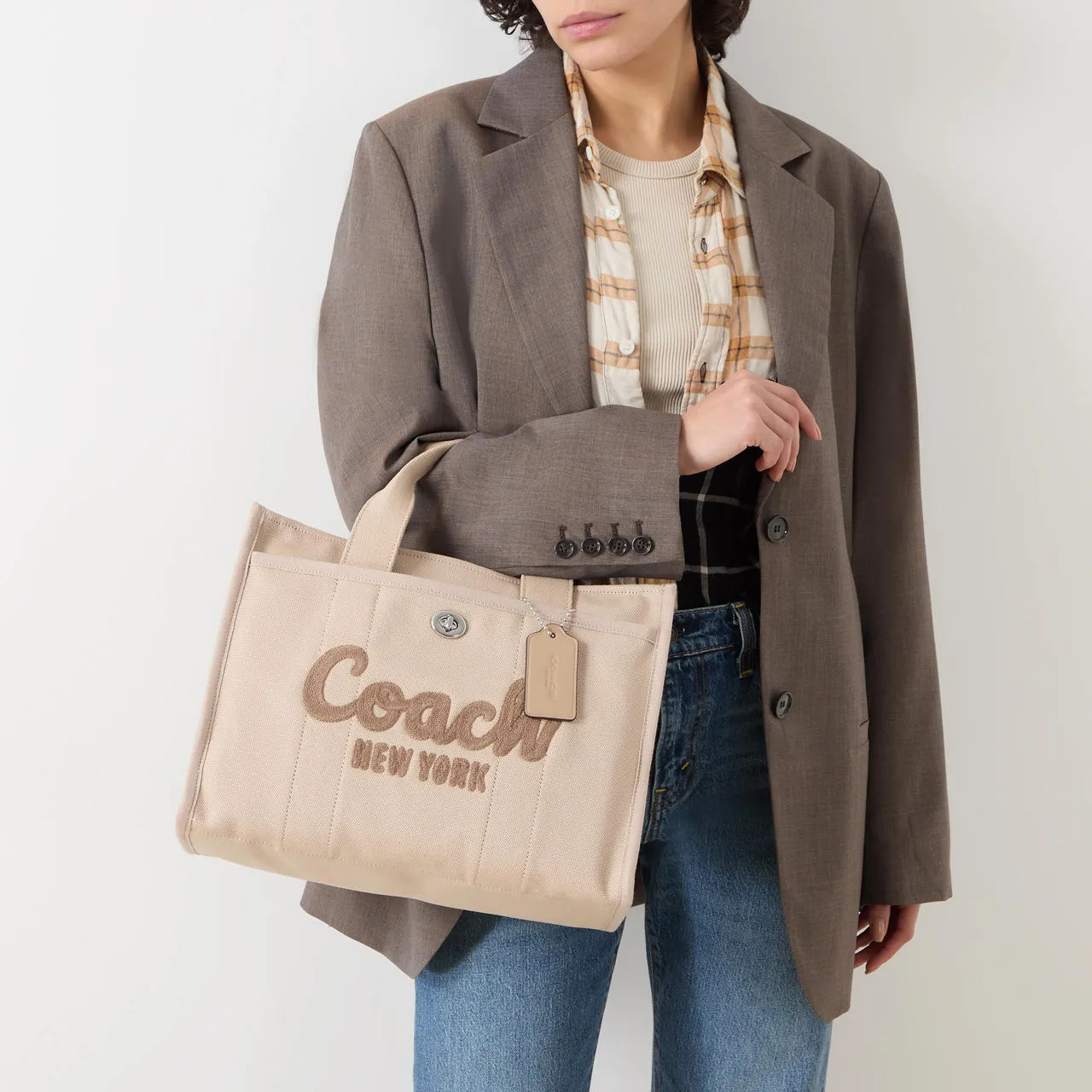 COACH Cargo Canvas Logo Tote Bag - Chalk