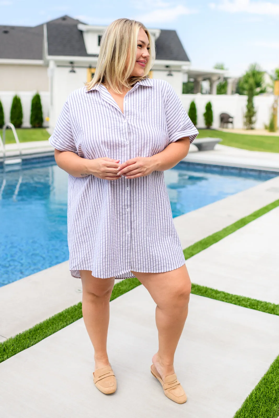 Cornelia Striped Shirt Cover Up Dress