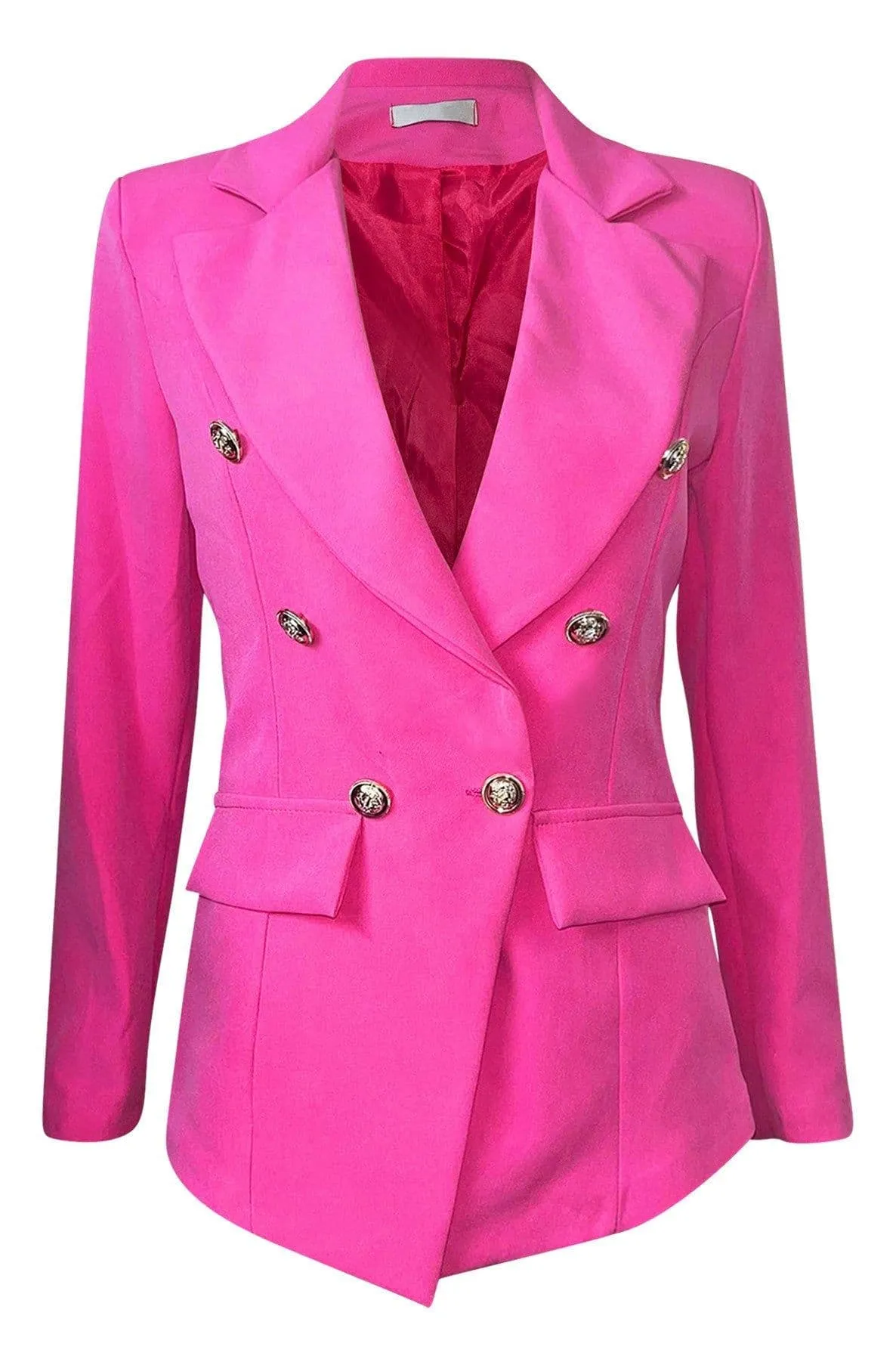 Cortana Button Detail Blazer Jacket - Hot Pink