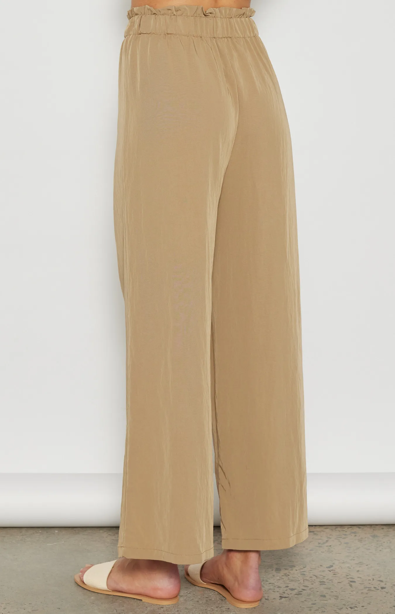 Cotton Blend Elastic Waist Wide Leg Pants (WPA263A)