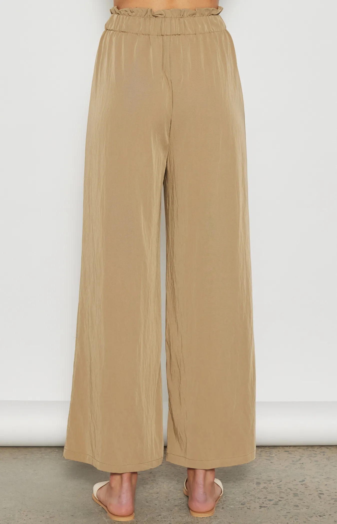 Cotton Blend Elastic Waist Wide Leg Pants (WPA263A)