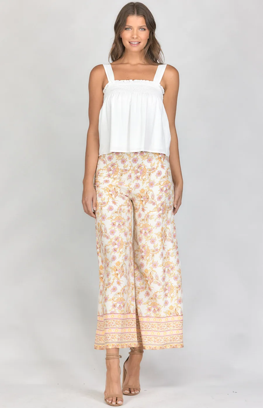 Cotton Boho Printed Wide Leg Pants (SPA385A) 