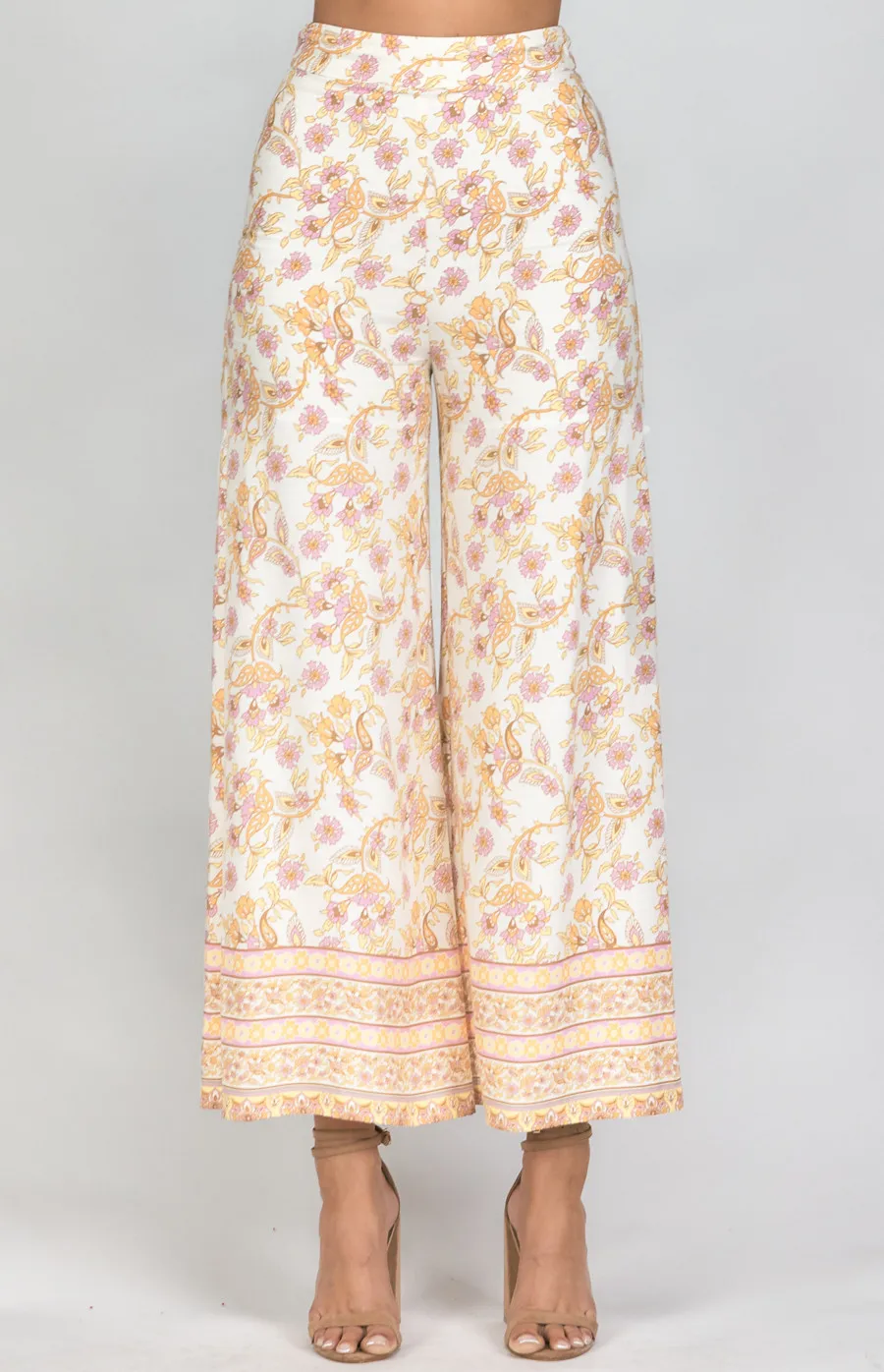 Cotton Boho Printed Wide Leg Pants (SPA385A) 