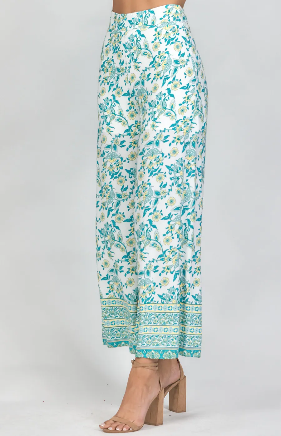 Cotton Boho Printed Wide Leg Pants (SPA385A) 