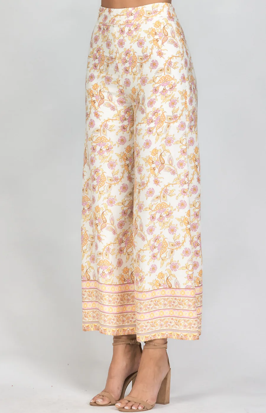 Cotton Boho Printed Wide Leg Pants (SPA385A) 