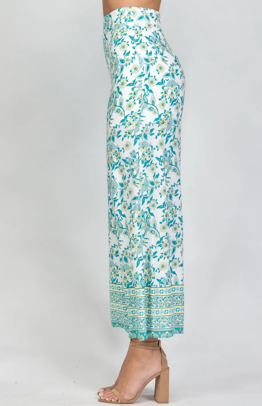 Cotton Boho Printed Wide Leg Pants (SPA385A) 