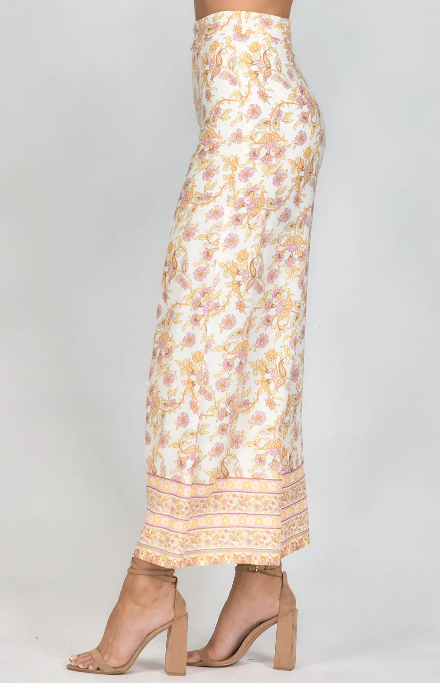 Cotton Boho Printed Wide Leg Pants (SPA385A) 