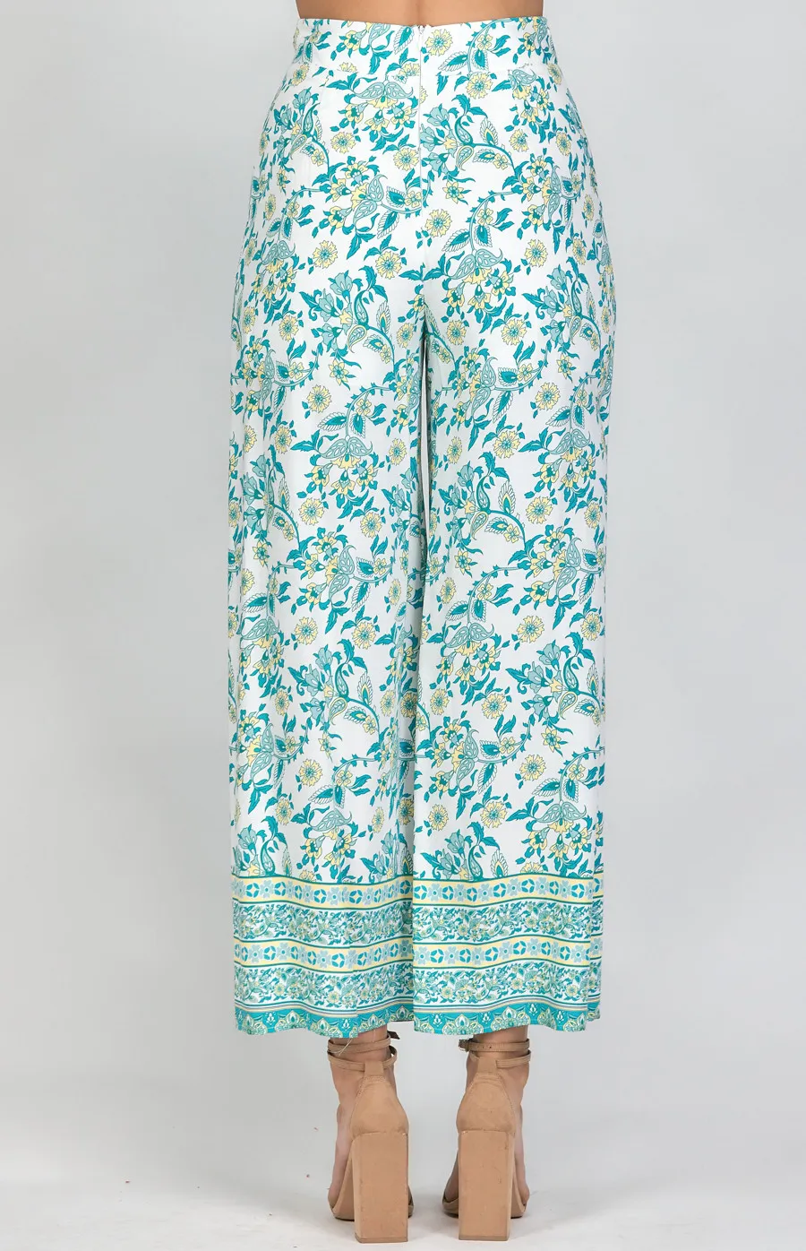 Cotton Boho Printed Wide Leg Pants (SPA385A) 