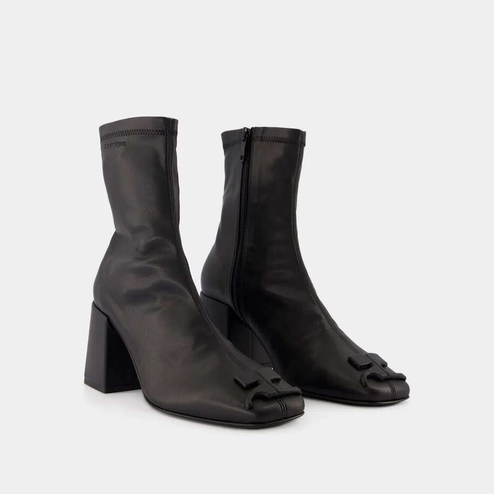 COURREGS Chic Mini Ankle Boots in Black Eco-Leather