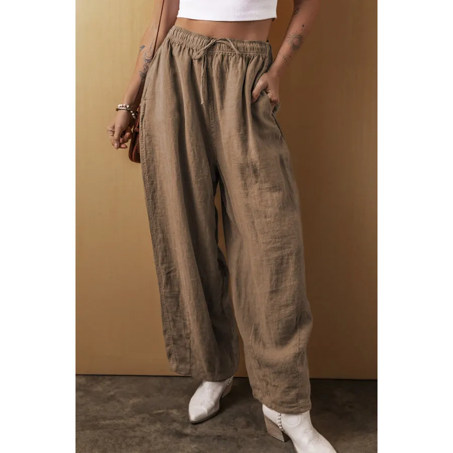 Drawstring Wide Leg Pants