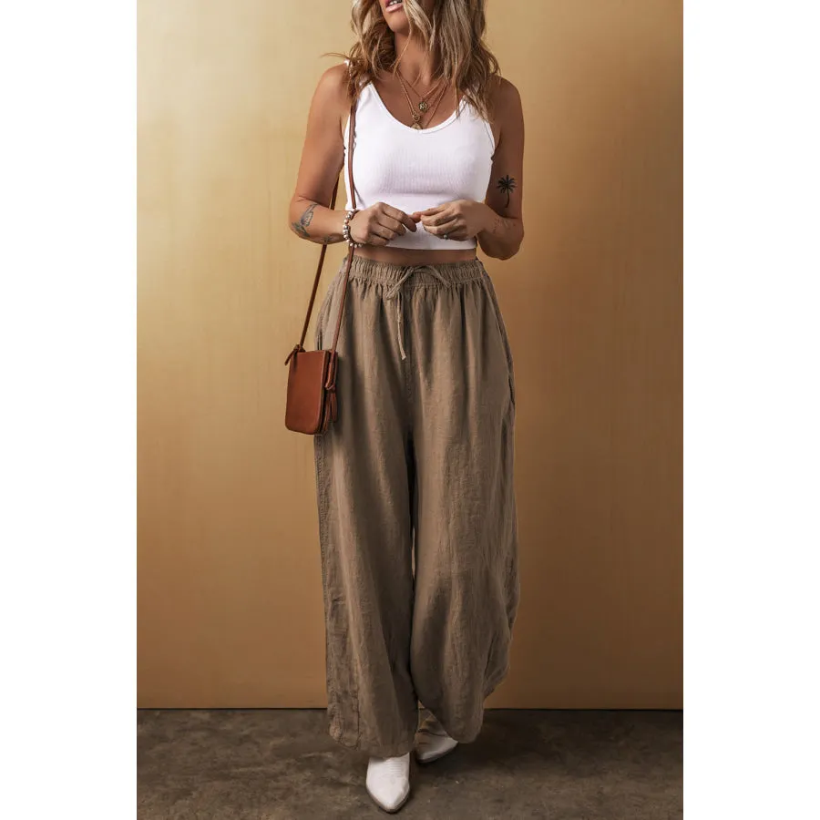 Drawstring Wide Leg Pants