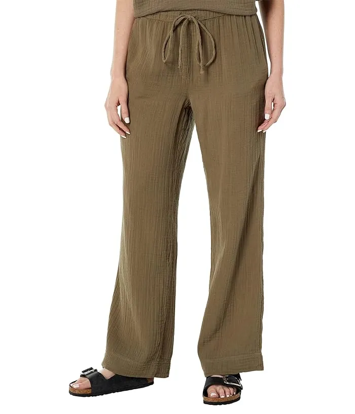 Dylan by True Grit Cotton Gauze Wide Leg Pants with Pockets Women's