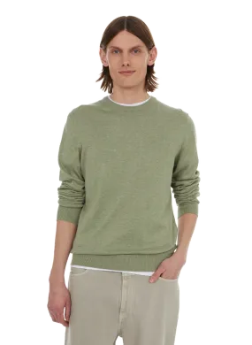 FACONNABLE  Cotton and linen jumper - Khaki