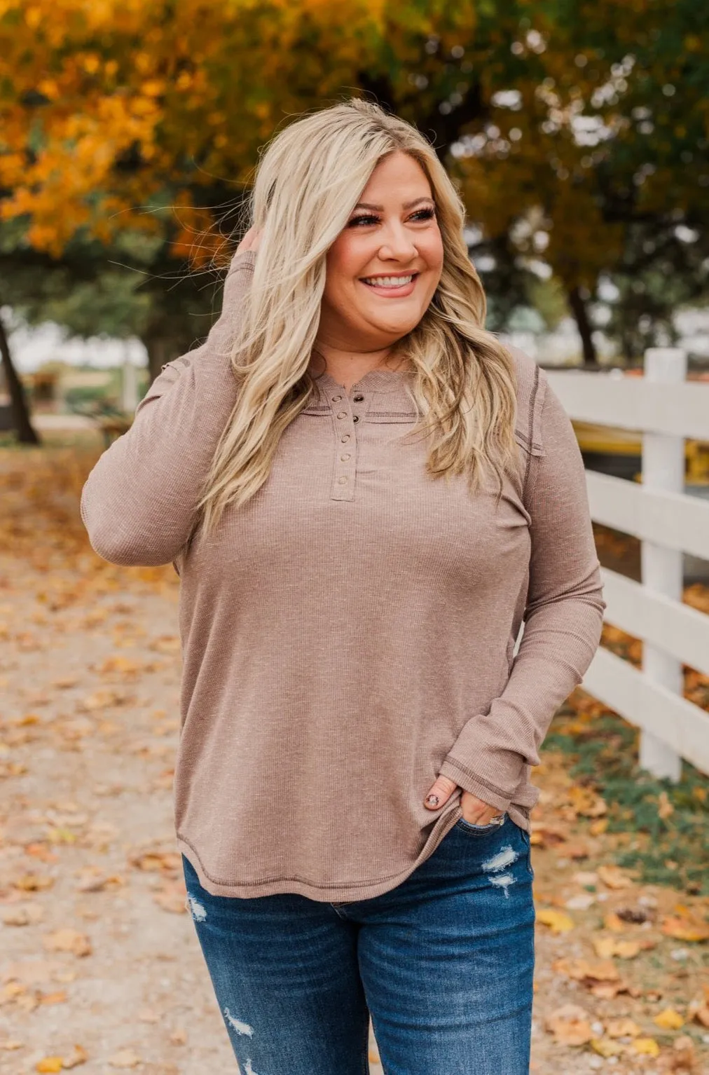 Fireside Memories Long Sleeve Top- Mocha