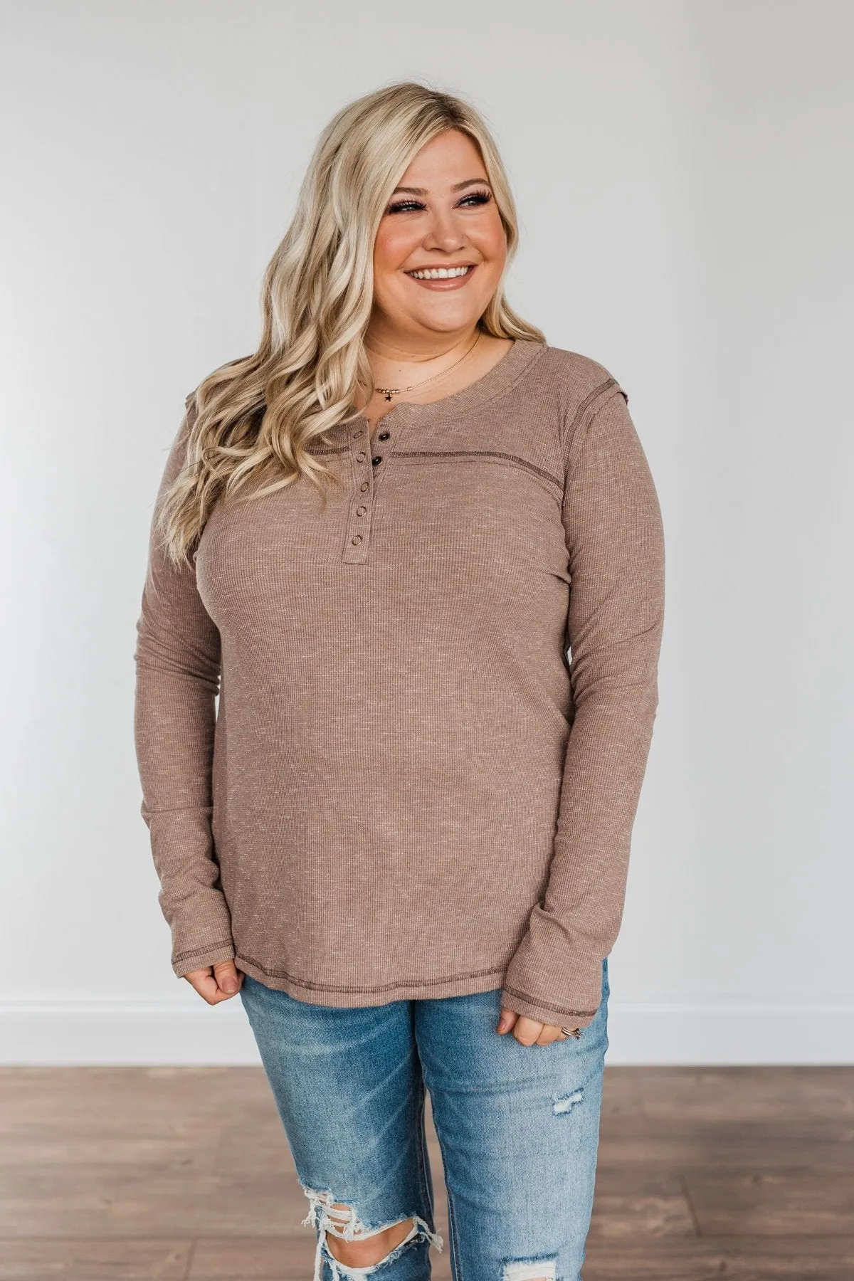 Fireside Memories Long Sleeve Top- Mocha