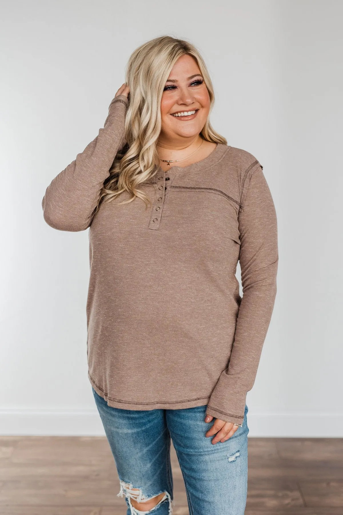 Fireside Memories Long Sleeve Top- Mocha